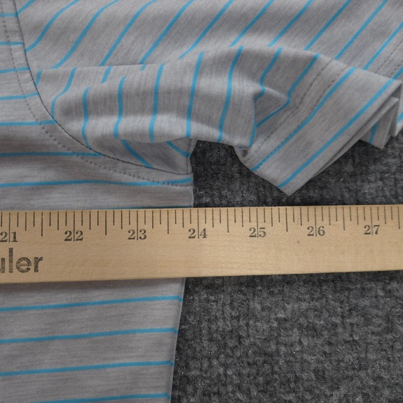 Johnnie O Polo Shirt Mens Large Grey Striped Newton Performance Golfing Prep - Picture 9 of 10